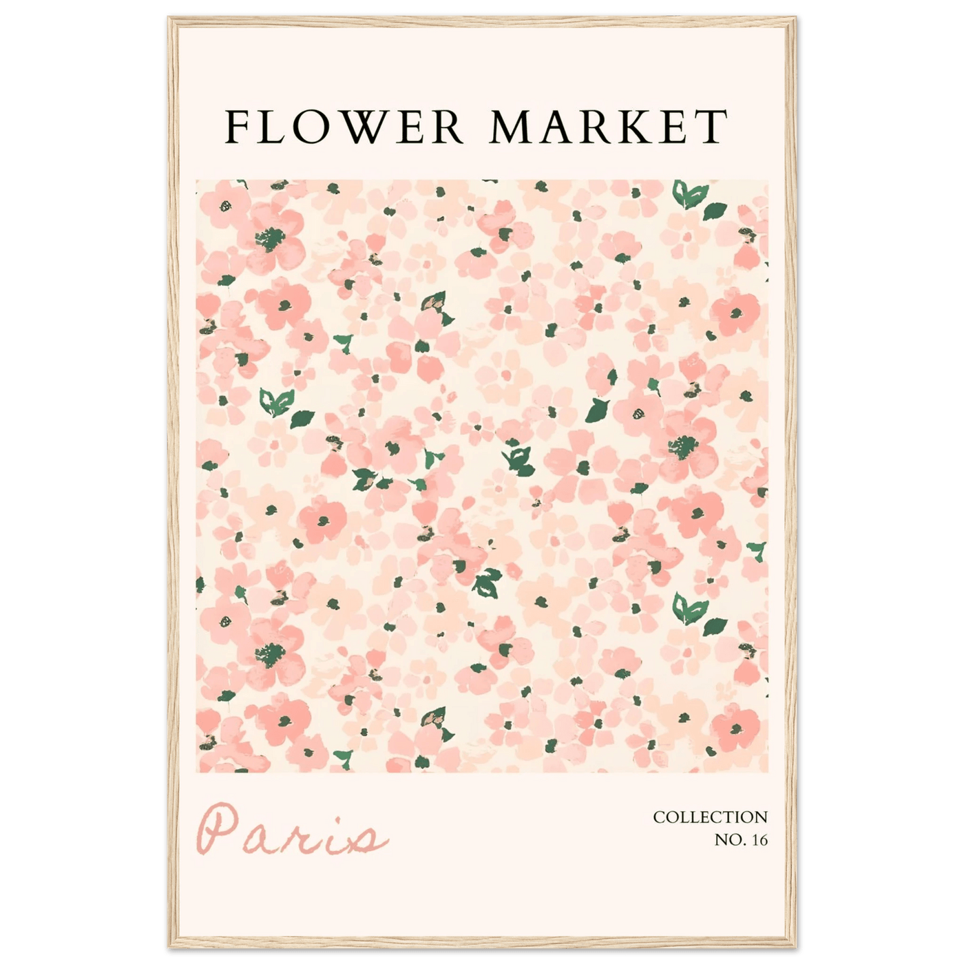 Paris Flower Market Framed Poster – Blush Floral Art Print | Ready-to-Hang Wall Decor in Multiple Sizes & Frame Finishes - Vibrantwalls