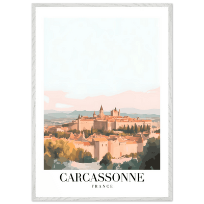 Carcassonne France Framed Poster – Vintage Travel Wall Art in Pastel Hues & Wooden Frame - Vibrantwalls