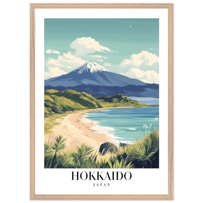 Hokkaido Japan Framed Poster – Vintage Mount Yotei Travel Wall Art with Wooden Frame - Vibrantwalls