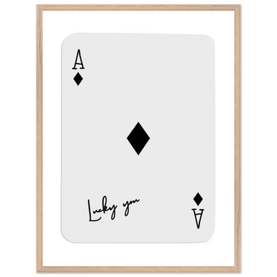 Lucky You Ace of Diamonds Poker Card Print - Mounted Framed Poster Art, Eco-Friendly Wood Frame in Your Choice of Style - Vibrantwalls
