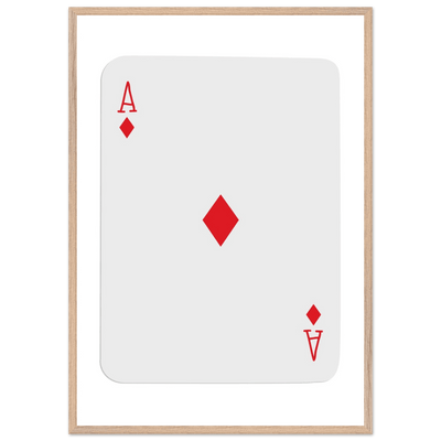 Ace of Diamonds Poker Card Print - Mounted Framed Art, Eco-Friendly Wood Frame in Your Choice of Finish - Vibrantwalls