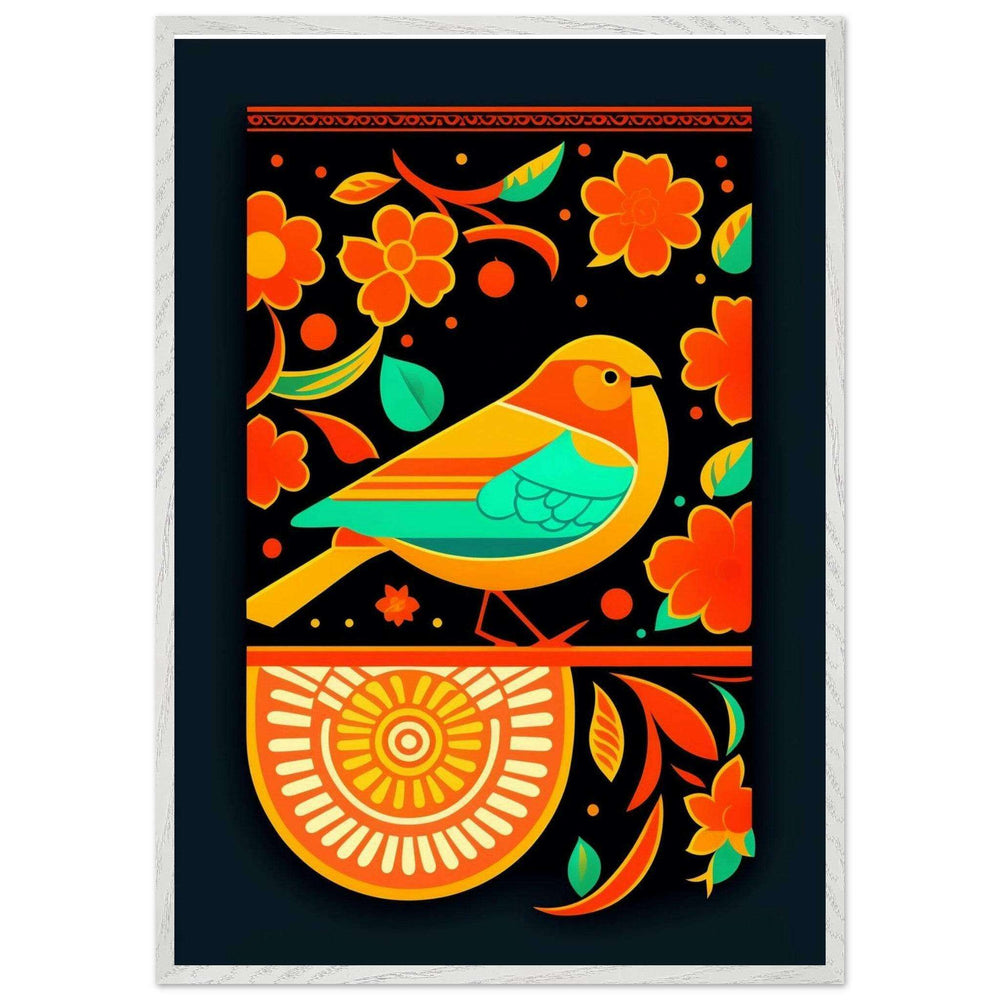 Vibrant Folk Bird Art Cubism Style Abstract Geometric Wall Art - Vibrantwalls