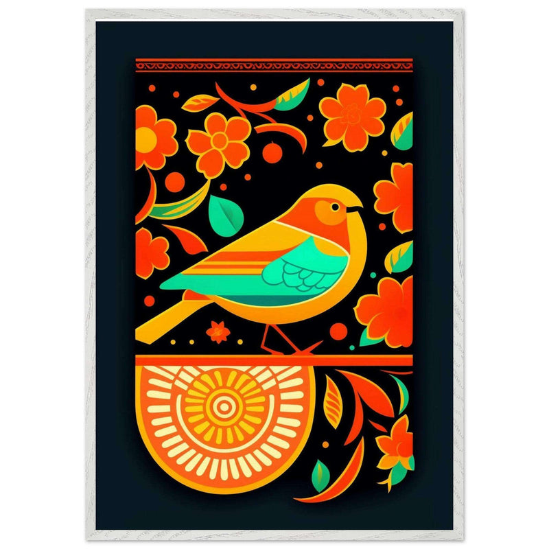 Vibrant Folk Bird Art Cubism Style Abstract Geometric Wall Art - Vibrantwalls