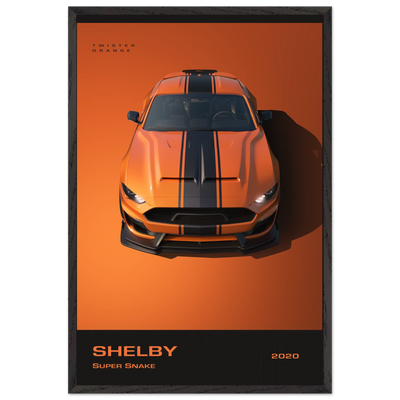 Shelby Super Snake 2020 "Twister Orange" Framed Poster | Modern Automotive Art, Ready-to-Hang Premium Quality 60x90 cm 24x36″ Black frame Vibrantwalls