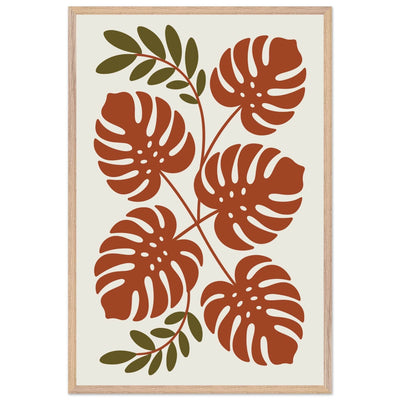 Monstera Leaf Composition in Terracotta Tones - Vibrantwalls