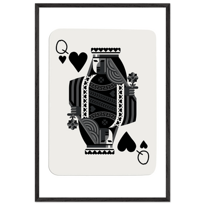Queen of Spades Poker Card Print - Elegant Black & White Mounted Framed Poster Art, Eco-Friendly Wood Frame - Vibrantwalls