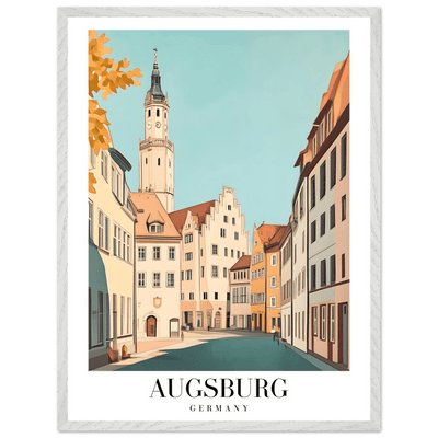 Augsburg Germany Framed Poster – Vintage European Cityscape Wall Art with Wooden Frame in Various Sizes - Vibrantwalls