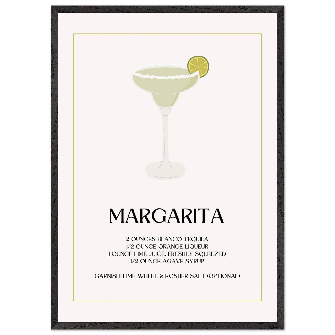 Margarita Cocktail Recipe Tequila Lime Salt Rim - Vibrantwalls
