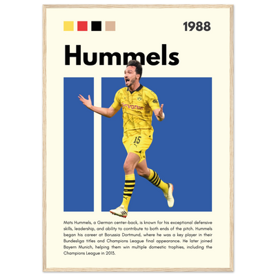 Mats Hummels Borussia Dortmund Framed Poster – Modern Football Art Print A1 (59.4 x 84.1 cm) Wood frame Vibrantwalls