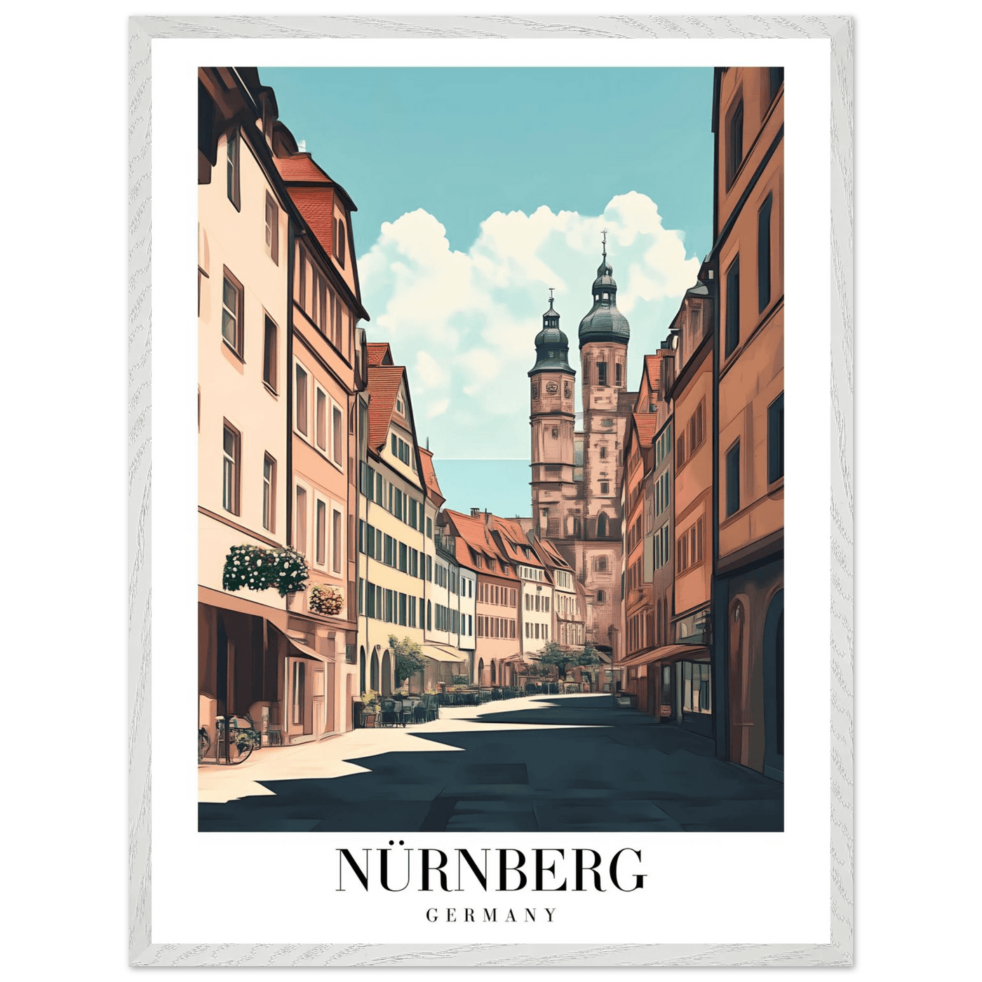 Nürnberg Germany Framed Poster – Vintage European Street Scene Wall Art with Wooden Frame - Vibrantwalls