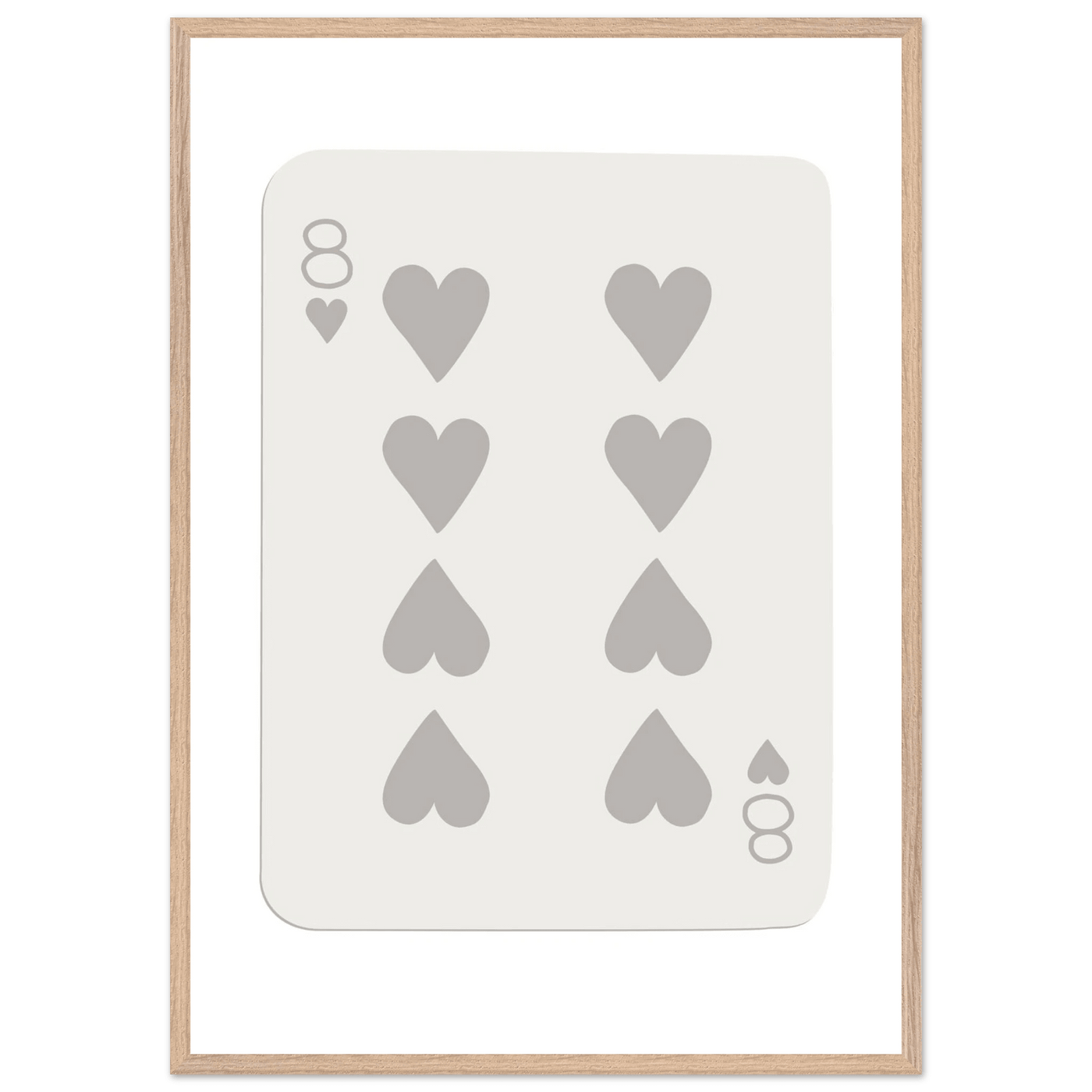 Minimalist Eight of Hearts Poker Card Print - Mounted Framed Eco-Friendly Wood Art - Vibrantwalls