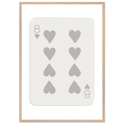 Minimalist Eight of Hearts Poker Card Print - Mounted Framed Eco-Friendly Wood Art - Vibrantwalls