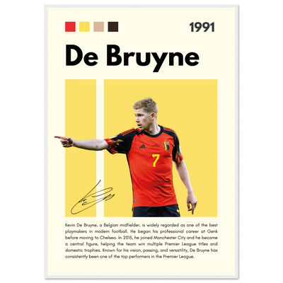 Kevin De Bruyne Football Legend Framed Poster – Vibrant Pop Art Print for Modern Fans 70x100 cm 28x40″ White frame Vibrantwalls