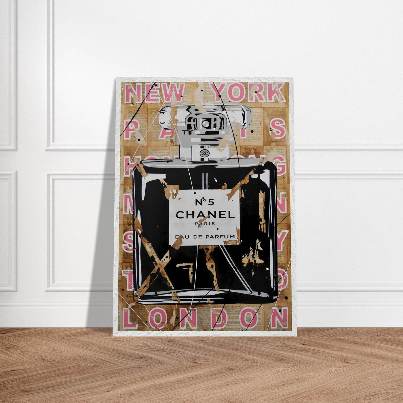Chanel No. 5 Abstract Luxury Perfume Art Print – Premium Framed Pop Art for Modern Interiors - Vibrantwalls