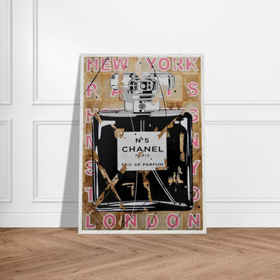 Chanel No. 5 Abstract Luxury Perfume Art Print – Premium Framed Pop Art for Modern Interiors - Vibrantwalls