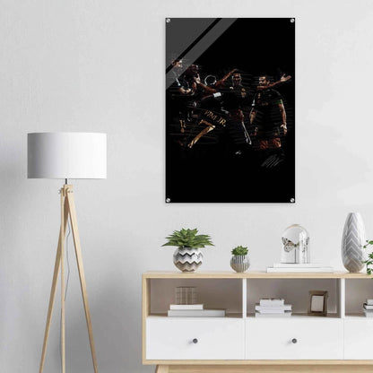 Dynamic Football Legends Acrylic Print – Energetic, Modern Sports Wall Art for Your Space - Vibrantwalls