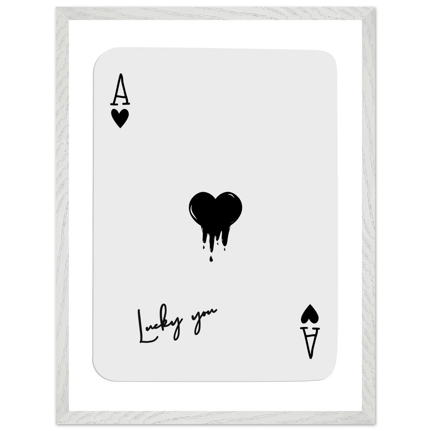 Lucky Ace of Hearts Dripping Art Print - Framed Poster, Modern Poker Card Decor, Eco-Friendly Wood Frame - Vibrantwalls