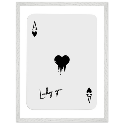 Lucky Ace of Hearts Dripping Art Print - Framed Poster, Modern Poker Card Decor, Eco-Friendly Wood Frame - Vibrantwalls