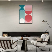 Bauhaus Retro Art Print in Teal and Coral for Unique Retro Decor - Vibrantwalls