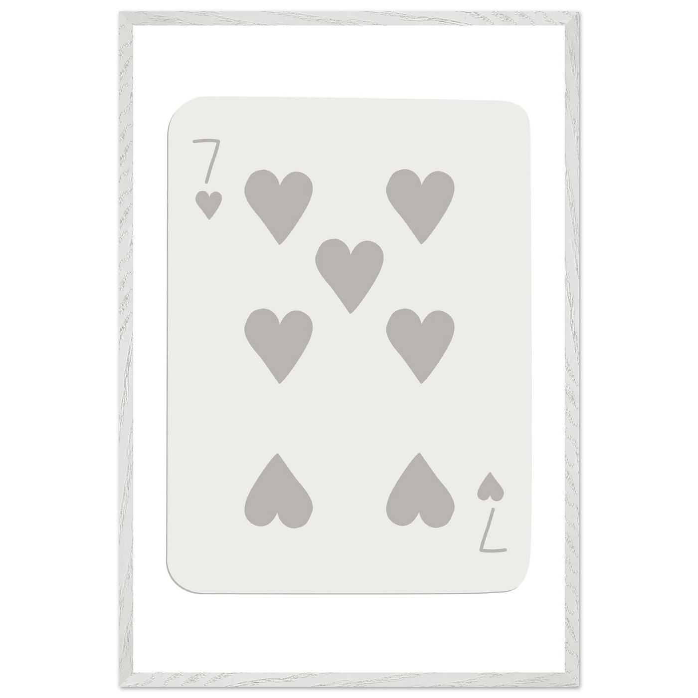 Minimalist Poker Card Print - Seven of Hearts - Mounted Eco-Friendly Framed Art, Custom Sizes & Finishes - Vibrantwalls