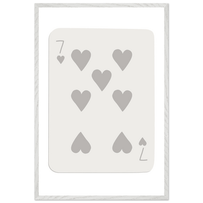 Minimalist Poker Card Print - Seven of Hearts - Mounted Eco-Friendly Framed Art, Custom Sizes & Finishes - Vibrantwalls