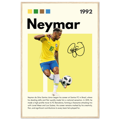 Neymar Jr. Brazilian Football Legend Framed Poster – Vibrant Pop Art Football Print 60x90 cm 24x36″ Wood frame Vibrantwalls