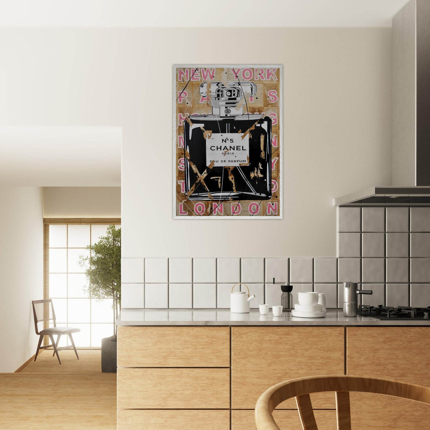 Chanel No. 5 Abstract Luxury Perfume Art Print – Premium Framed Pop Art for Modern Interiors - Vibrantwalls
