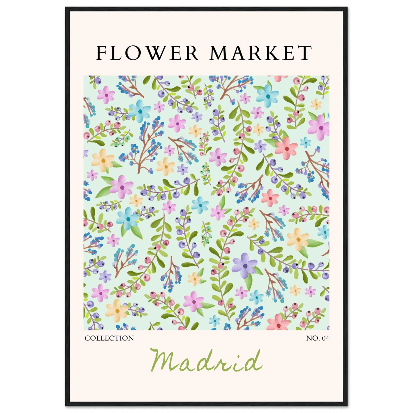 Flower Market Collection Framed Poster – Whimsical Floral & Berry Art Prints | Ready-to-Hang in Various Sizes - Vibrantwalls