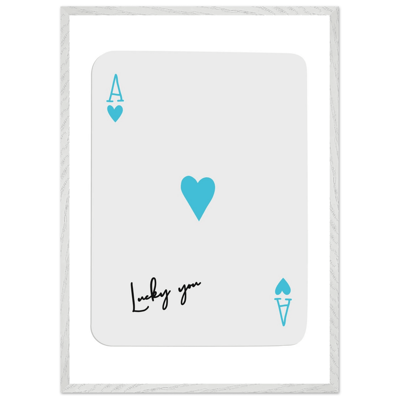 Ace of Hearts Poker Card Print - 'Lucky You' Framed Art, Eco-Friendly Wood Frame in Custom Finish - Vibrantwalls