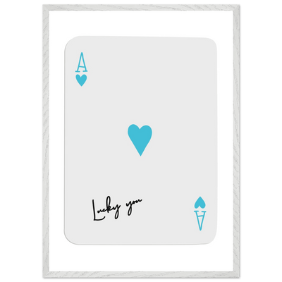 Ace of Hearts Poker Card Print - 'Lucky You' Framed Art, Eco-Friendly Wood Frame in Custom Finish - Vibrantwalls