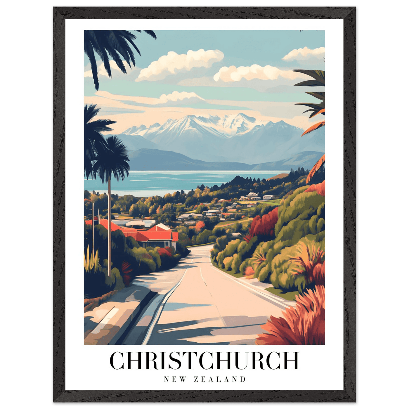 Christchurch New Zealand Framed Poster – Vintage Travel Wall Art with Wooden Frame - Vibrantwalls