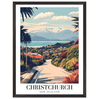 Christchurch New Zealand Framed Poster – Vintage Travel Wall Art with Wooden Frame - Vibrantwalls