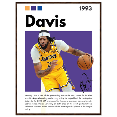 Anthony Davis Lakers Modern Basketball Art Print 60x80 cm 24x32″ Dark wood frame Vibrantwalls