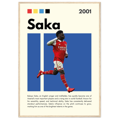 Bukayo Saka Arsenal Framed Poster – Modern Football Art Print for Gooners A1 (59.4 x 84.1 cm) Wood frame Vibrantwalls
