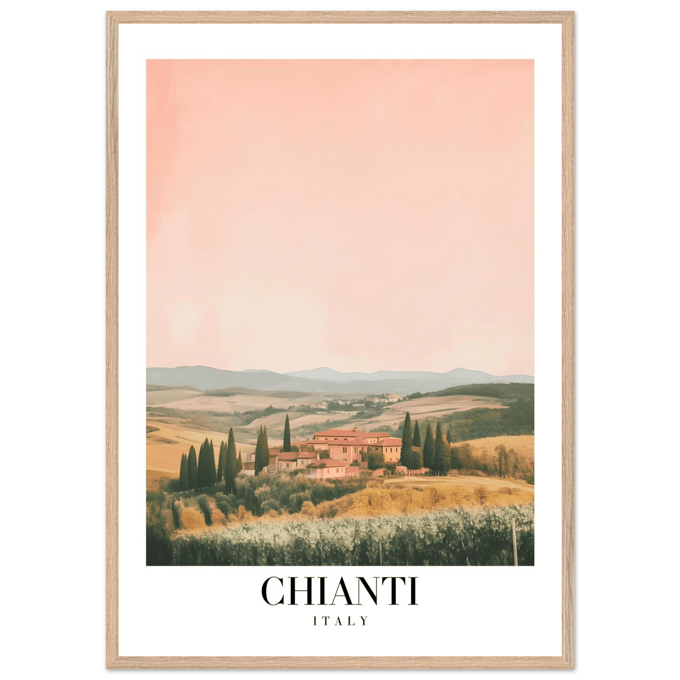 Chianti, Italy Framed Poster – Vintage Tuscan Countryside Wall Art with Customizable Wooden Frame - Vibrantwalls