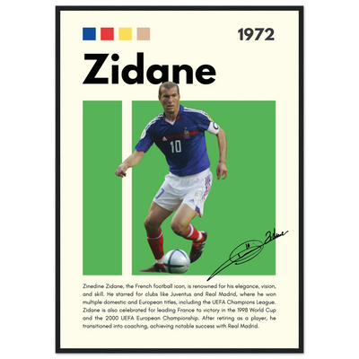 Zinedine Zidane Football Legend Framed French Poster A1 (59.4 x 84.1 cm) Black frame Vibrantwalls