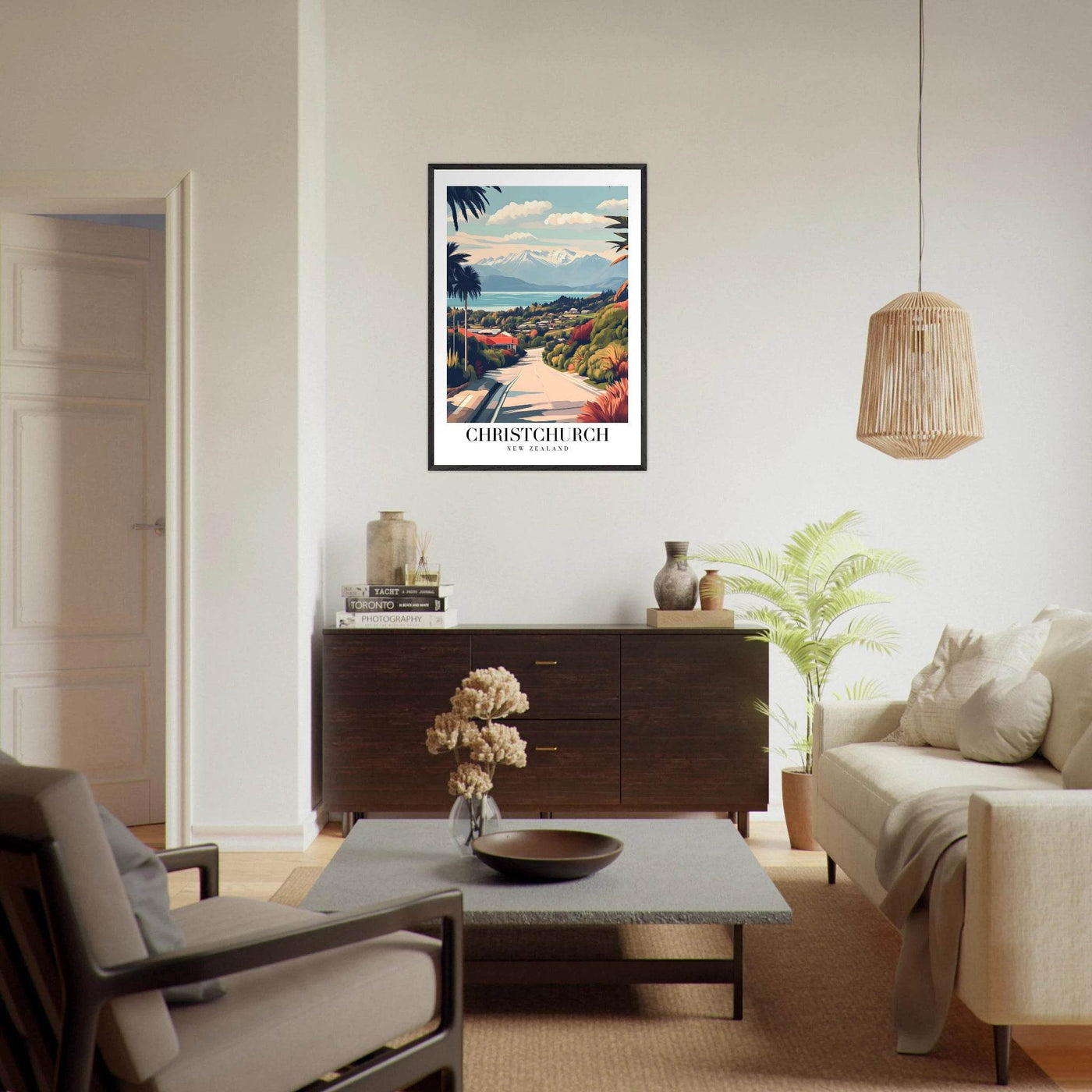 Christchurch New Zealand Framed Poster – Vintage Travel Wall Art with Wooden Frame - Vibrantwalls