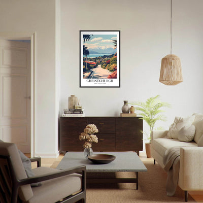 Christchurch New Zealand Framed Poster – Vintage Travel Wall Art with Wooden Frame - Vibrantwalls