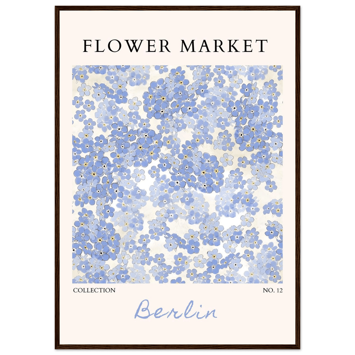 Forget-Me-Not Bloom Framed Poster – Gentle Blue Floral Art Print | Berlin Collection | Ready-to-Hang Wall Art - Vibrantwalls