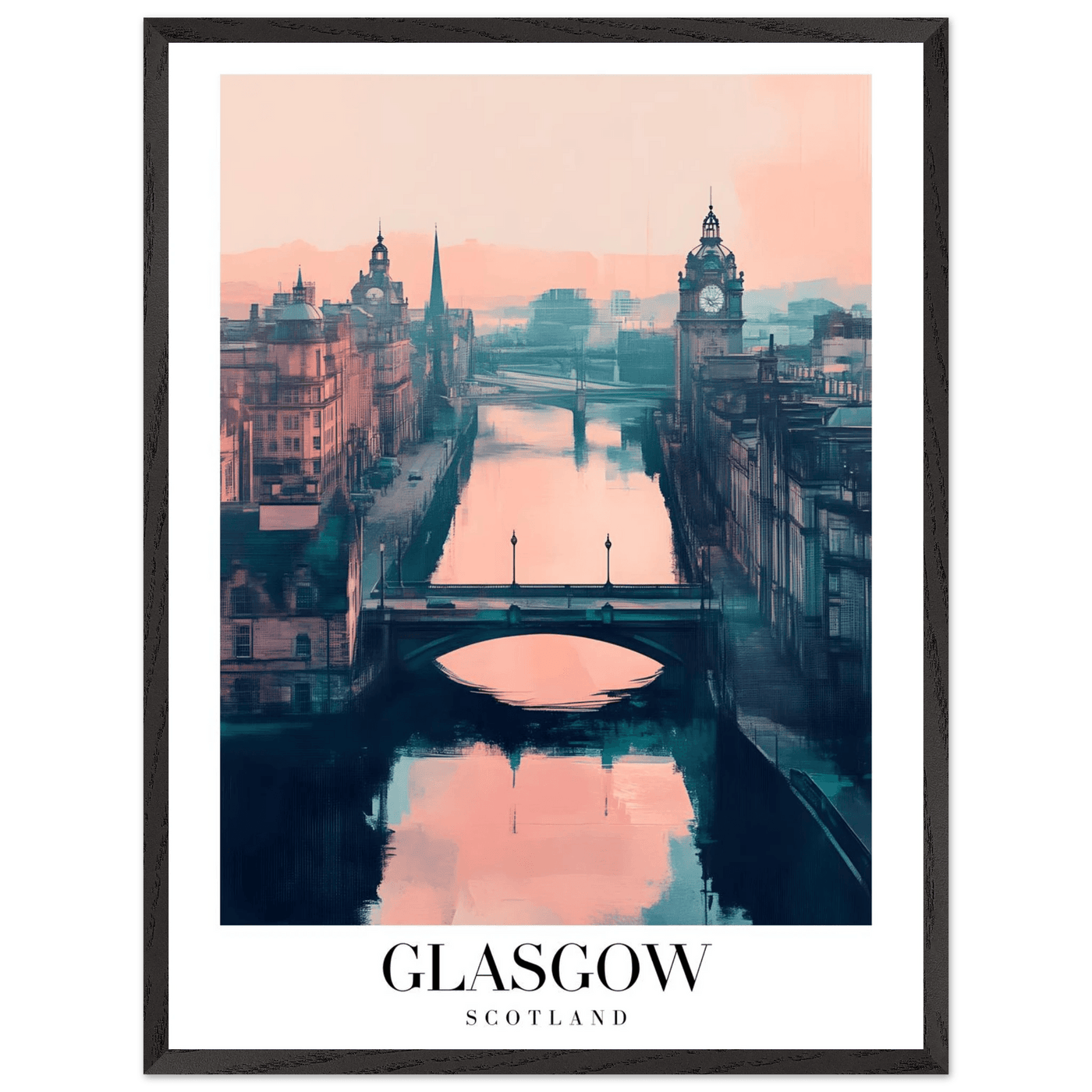 Glasgow Scotland Framed Poster – Atmospheric Cityscape Wall Art with Customizable Wooden Frame - Vibrantwalls
