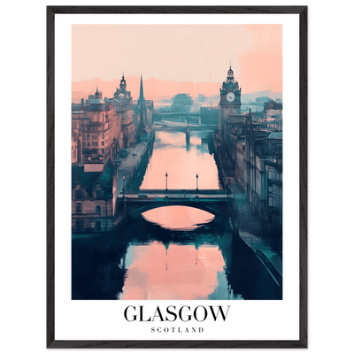 Glasgow Scotland Framed Poster – Atmospheric Cityscape Wall Art with Customizable Wooden Frame - Vibrantwalls