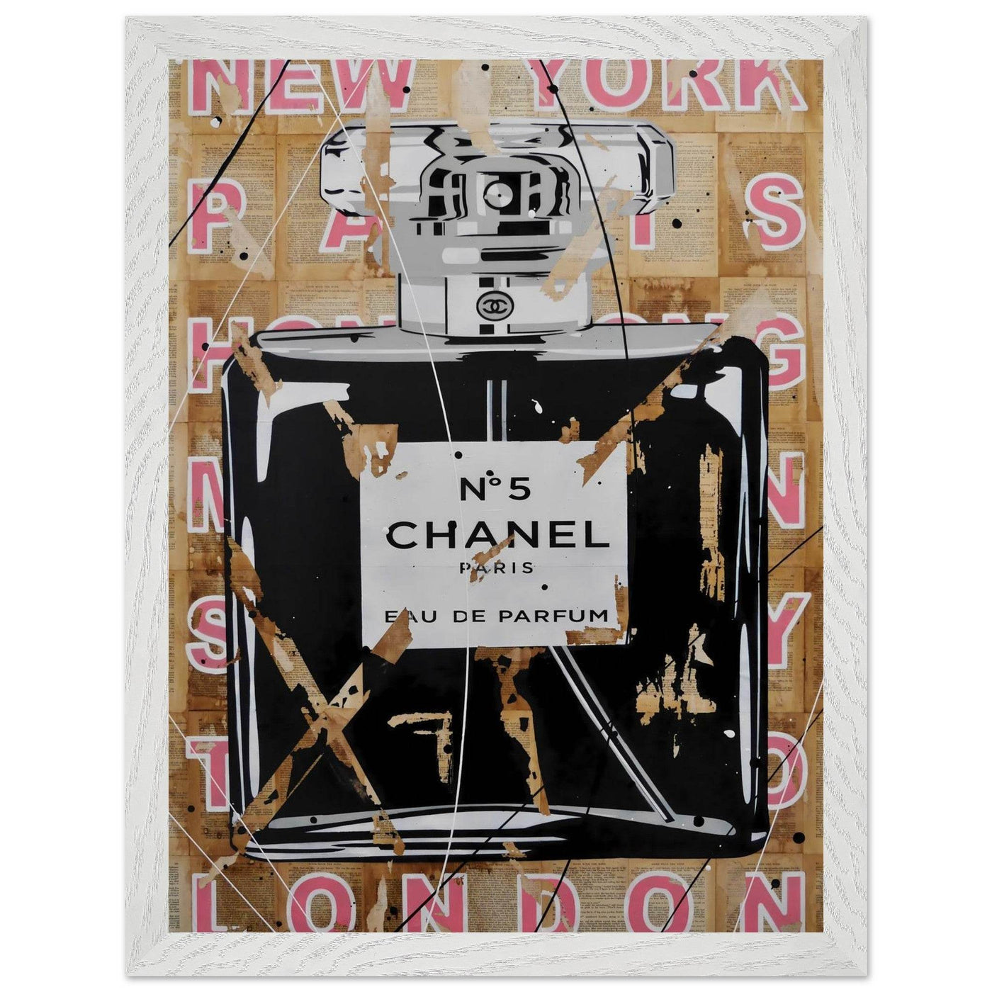 Chanel No. 5 Abstract Luxury Perfume Art Print – Premium Framed Pop Art for Modern Interiors - Vibrantwalls