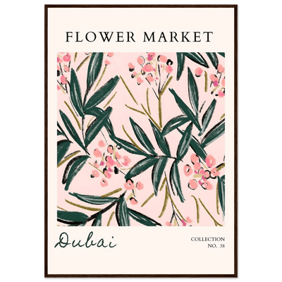 Dubai Flower Market Art Print – Blush Pink & Emerald Green Botanical Framed Poster | Ready-to-Hang - Vibrantwalls