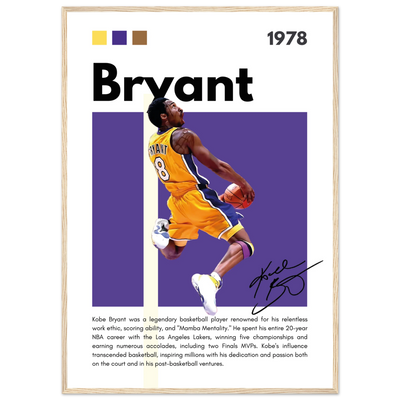 Kobe Bryant Black Mamba Lakers Vintage Poster A1 (59.4 x 84.1 cm) Wood frame Vibrantwalls