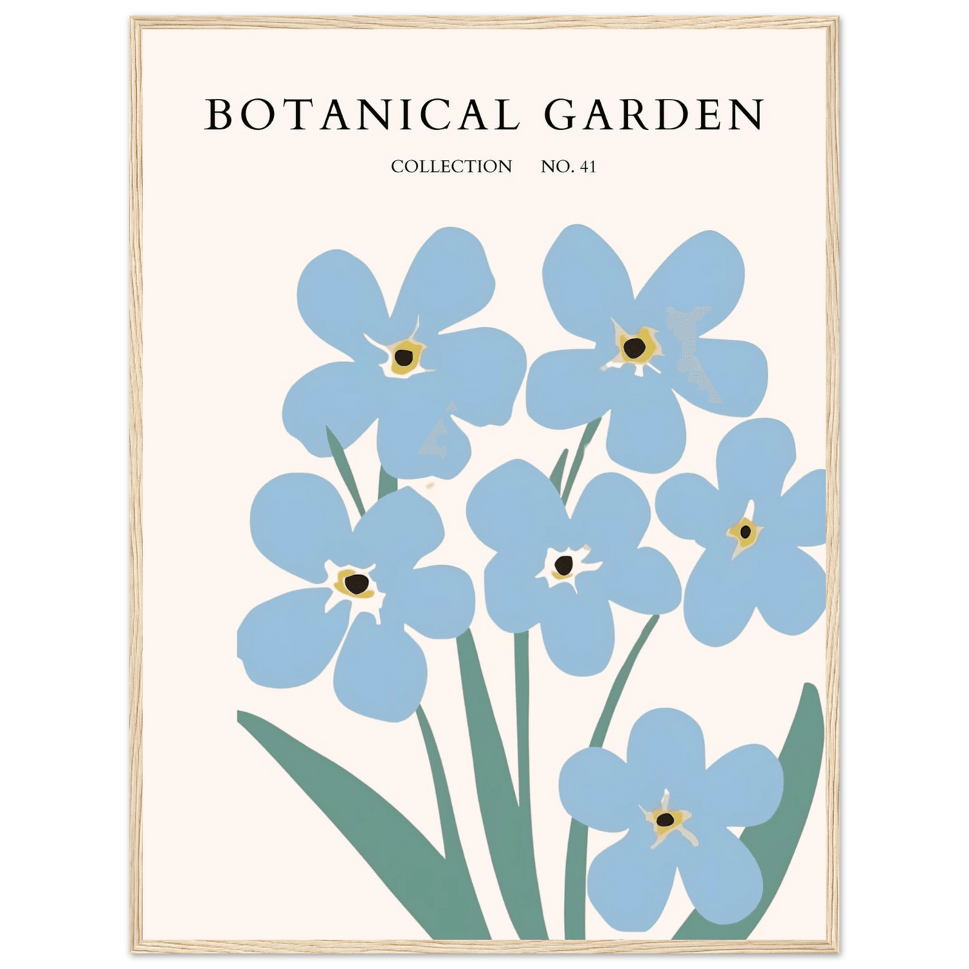Botanical Garden Forget-Me-Nots Framed Poster - Soft Blue Floral Art Print | Ready-to-Hang Wall Decor - Vibrantwalls