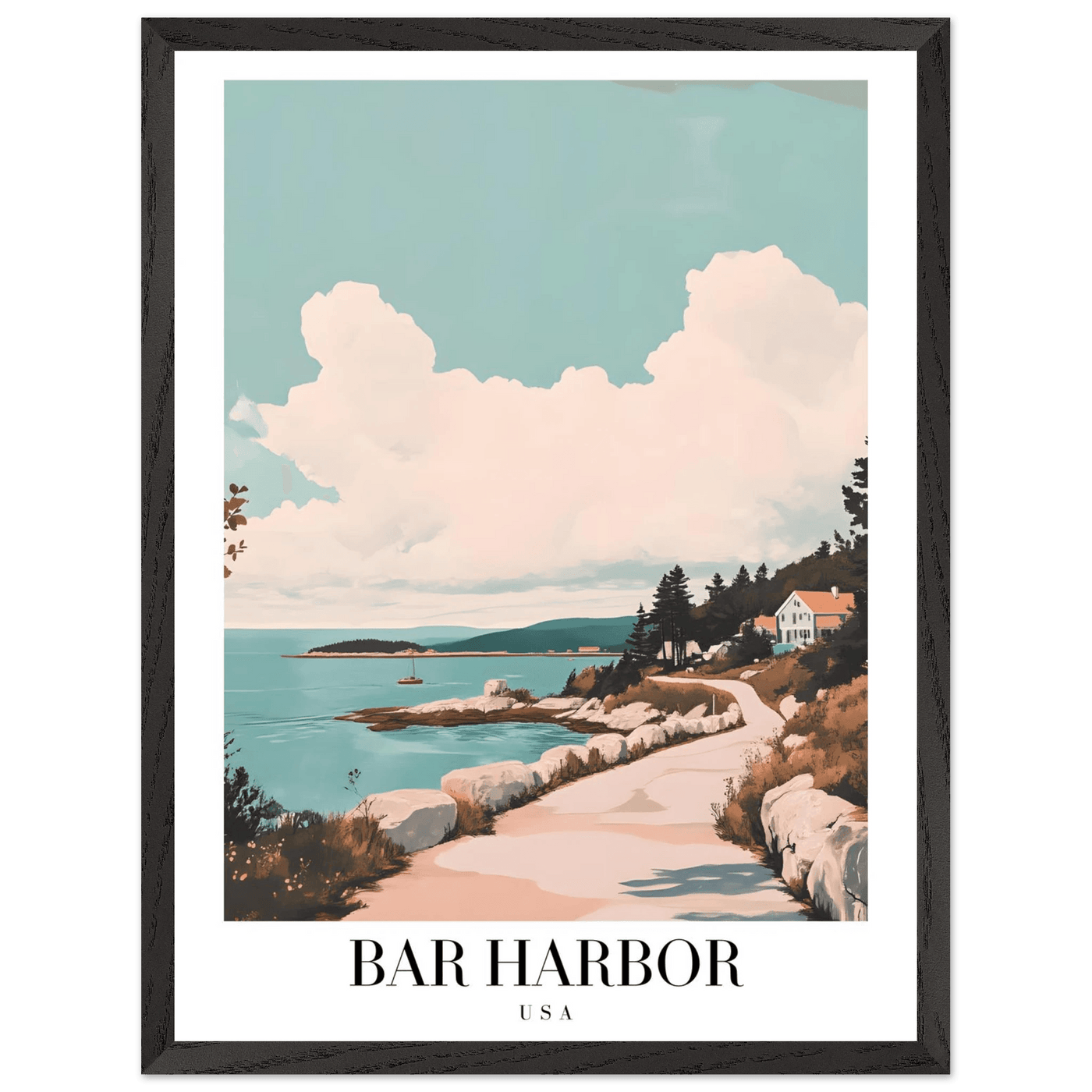 Bar Harbor Maine Framed Poster – Coastal Charm Wall Art with Wooden Frame - Vibrantwalls