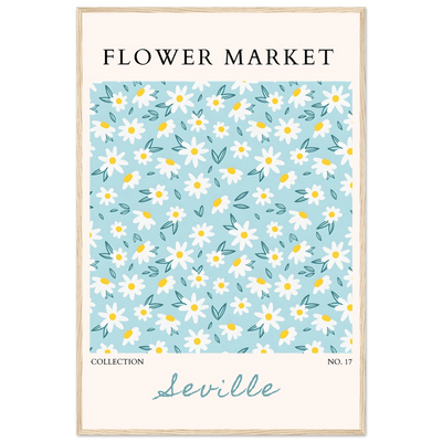 Charming Daisy Field Framed Poster – Pastel Blue & White Floral Art Print | Ready-to-Hang Wall Decor - Vibrantwalls