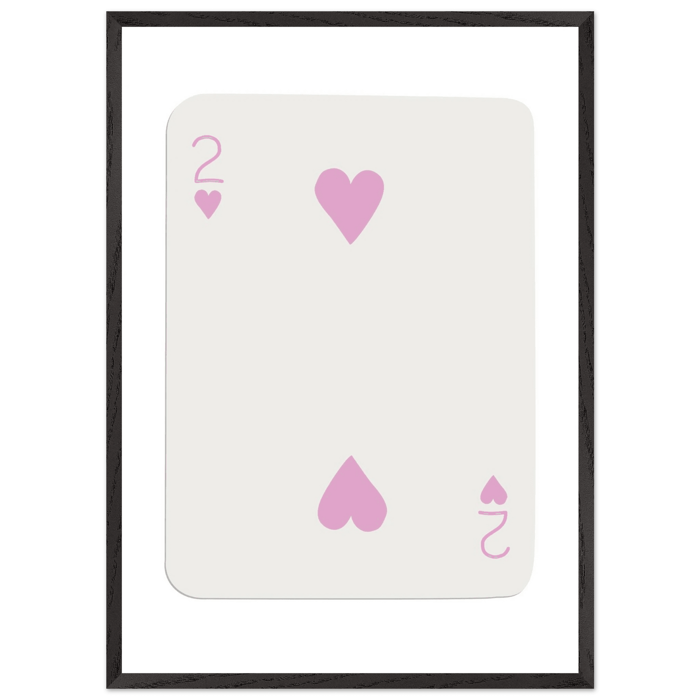 Minimalist Pink Two of Hearts Poker Card Art Print - Framed & Mounted Eco-Friendly Decor, Custom Sizes Available - Vibrantwalls