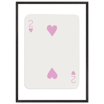 Minimalist Pink Two of Hearts Poker Card Art Print - Framed & Mounted Eco-Friendly Decor, Custom Sizes Available - Vibrantwalls