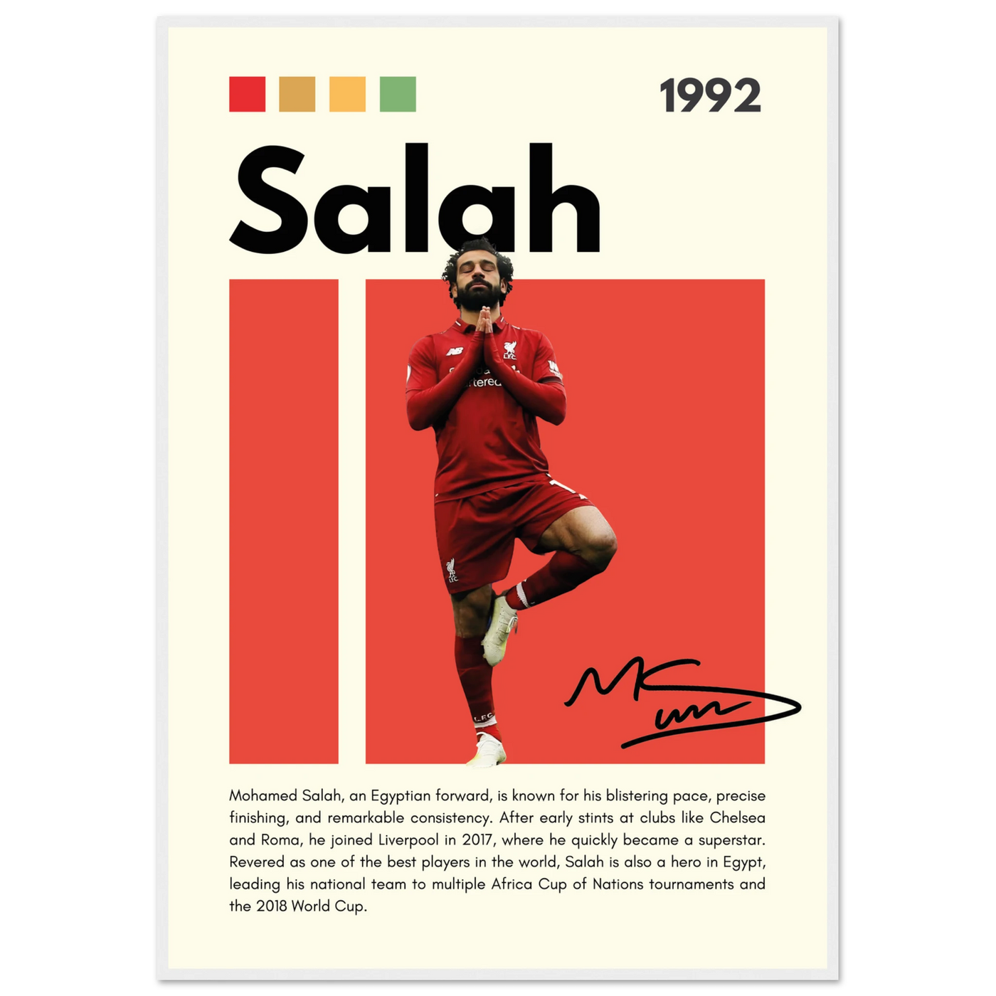 Mohamed Salah Liverpool FC Framed Poster – Iconic Yoga Pose Football Art Print 70x100 cm 28x40″ White frame Vibrantwalls